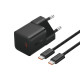 Мережевий зарядний пристрій з кабелем Baseus GaN5 Fast Charger(mini) 1C 20W ЄС Cluster чорний(З: кабелем швидкої зарядки Type-C)