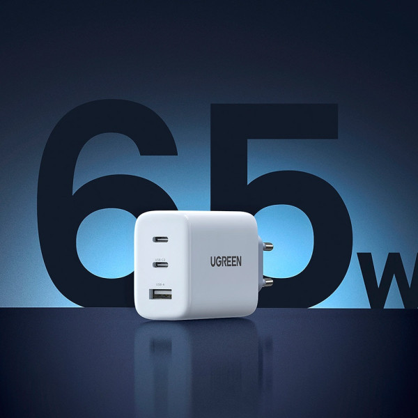 Мережевий зарядний пристрій UGREEN CD275 65W 2C1A Fast Charger (White) EU (UGR-90496)
