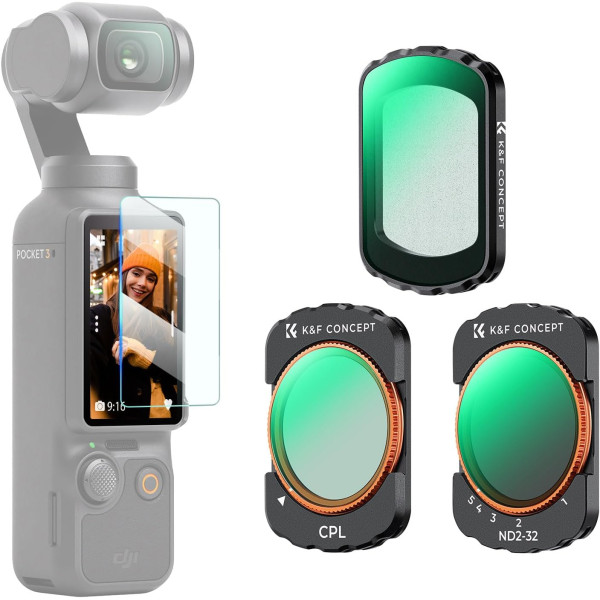 Комплект магнитных светофильтров K&F Concept для DJI Osmo Pocket 3 CPL + Black Mist 1/4 + ND2-32 Multi-Coated (SKU.2148)