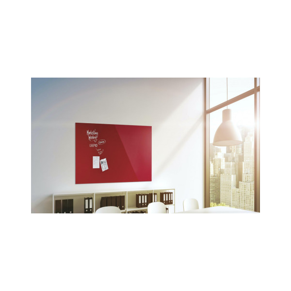 Доска стеклянная магнитно-маркерная 1200x900 красная Magnetoplan Glassboard-Red (13404006)