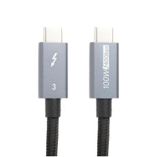 Кабель PowerPlant Thunderbolt 3, USB-C - USB-C, 40Gbps, 100W, 20V/ 5A, 4K/ 60HZ, 2м