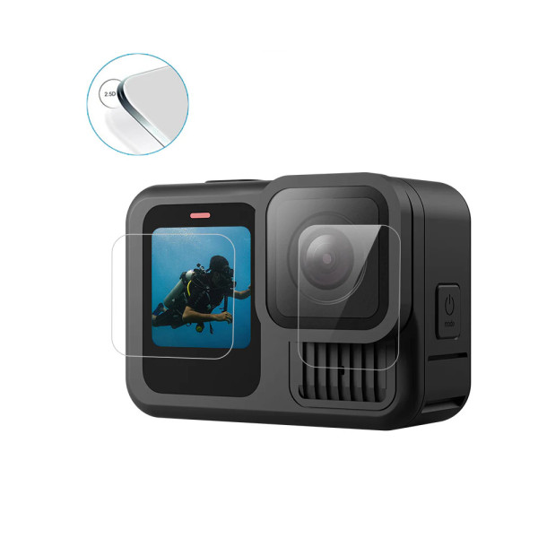 Стекло защитное GoPro 13 закаленное 9H 2.5D Telesin S6-FLM-07-TGP