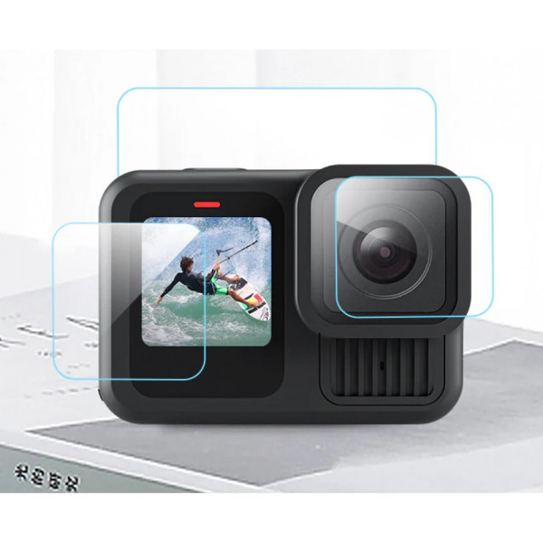 Стекло защитное GoPro 13 закаленное 9H 2.5D Telesin S6-FLM-07-TGP