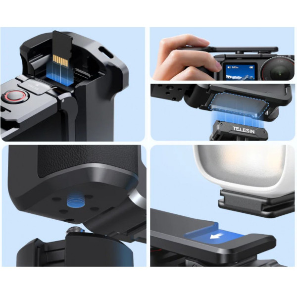Рамка-держатель DJI Action 6 для съемки с рук алюминиевая StreetGrip Telesin S6-FMS-36-TDJ
