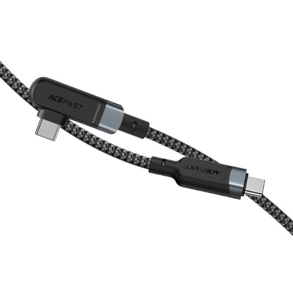 Кабель ACEFAST C5-03 USB-C до USB-C 100 Вт з правим кутом, алюмінієвий сплав, довжина 2 м, сірий