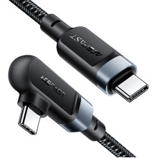 Кабель ACEFAST C5-03 USB-C до USB-C 100 Вт з правим кутом, алюмінієвий сплав, довжина 2 м, сірий