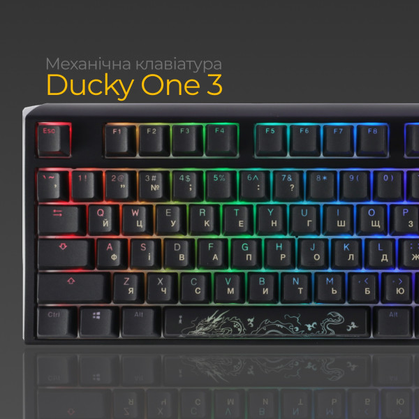 Механічна клавіатура Ducky One 3 TKL Cherry MX Red RGB Black UA