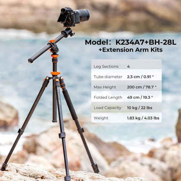 Штатив K&F Concept для фото и видео K234A6+BH-28L, max 10kg, h 200cm (KF09.087V6)