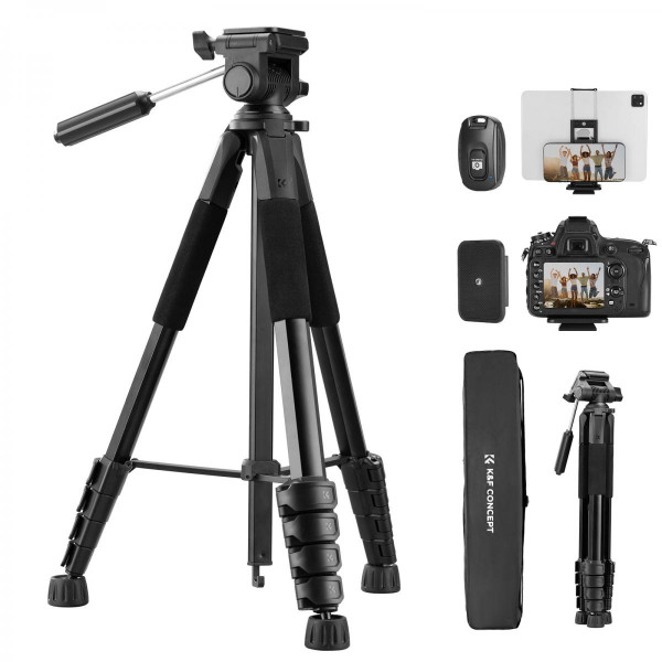 Легкий штатив K&F Concept 2-в-1 з пультом та тримачем для телефону max 4кг, h 190см (KF09.126)