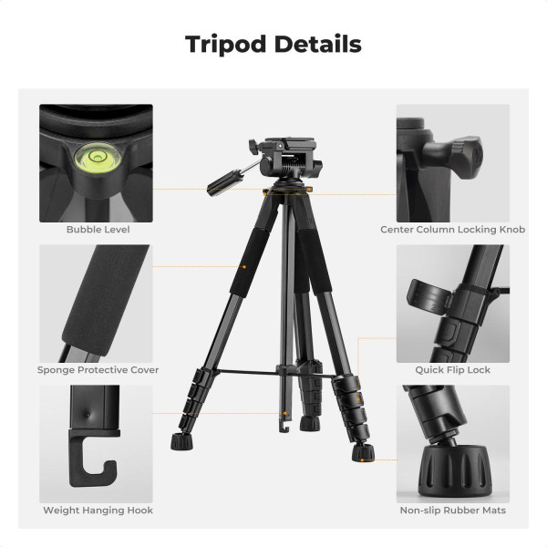 Легкий штатив K&F Concept 2-в-1 з пультом та тримачем для телефону max 4кг, h 190см (KF09.126)