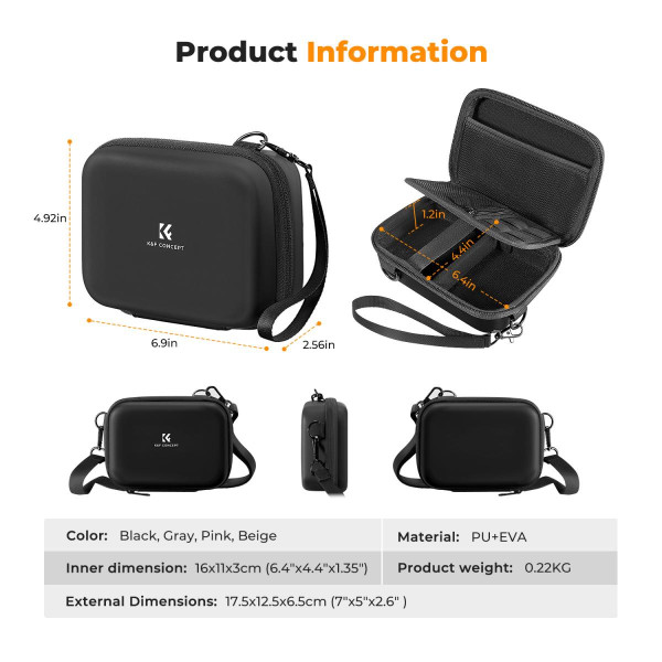 Сумка K&F Concept Urban Wander 1L — влагозащитная компактная сумка для камеры, лёгкая, с двумя вариантами ношения (Black) (KF13.167)
