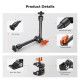 Шарнірний кронштейн K&F Concept Magic Arm 25 см з суперзатискачем 1/4" та 3/8", LED-світло, веб-камери та екшн-камер MS32 (KF31.131)