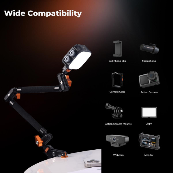 Настільне кріплення K&F Concept Magic Arm 56 см для камери, смартфона, мікрофона та LED-світла (KF31.201)