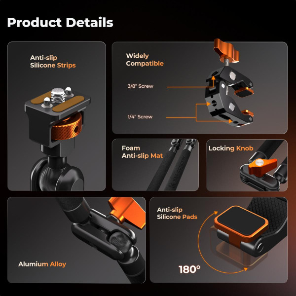 Настільне кріплення K&F Concept Magic Arm 56 см для камери, смартфона, мікрофона та LED-світла (KF31.201)