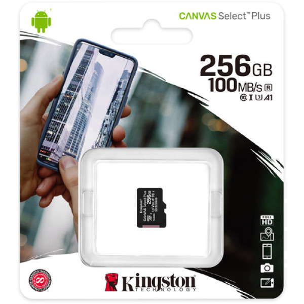 Карта пам'яті microSDXC (UHS-1) Kingston Canvas Select Plus 256Gb class 10 А1 (R-100MB/s)