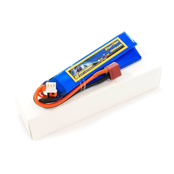 Акумулятор для страйкболу Giant Power (Dinogy) Li-Pol 1000 мАч 7.4 В 103x20x5,5 мм T-Plug 25C