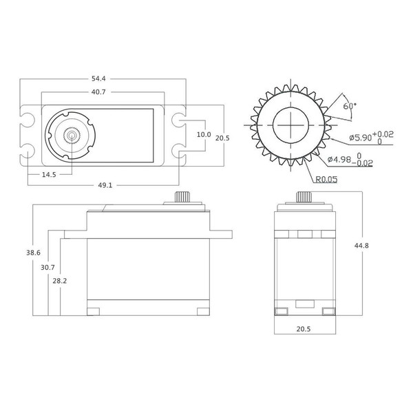 Сервопривод стандарт 82г Power HD WH-20KG 20кг/0.08сек цифровой с влагозащитой