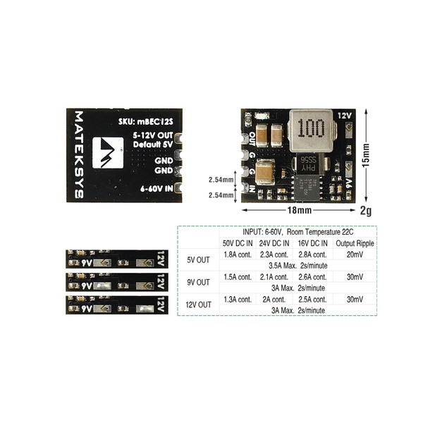 Регулятор питания Matek BEC 6-60V - 5V9V12V