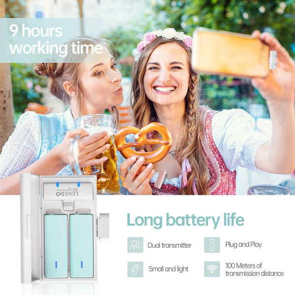 LENSGO 518C 5-кольоровий бездротовий петличний мікрофон (iOS)