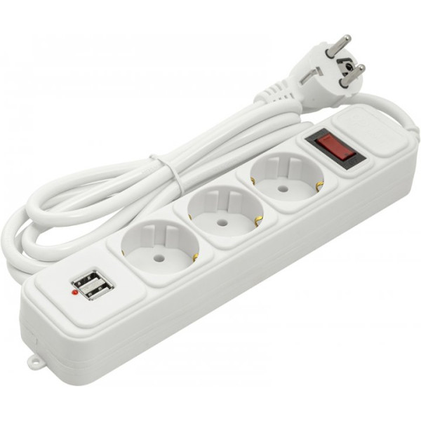 Мережевий фільтр живлення PowerPlant 1,8 м, 3 розетки, USB ( PPSA10M18S3U ) (PPSA10M18S3U)