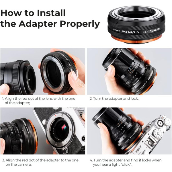 Адаптер K&F Concept для крепления объектива M42 к камере с креплением M4/3, M42-M4/3 IV PRO (KF06.504)