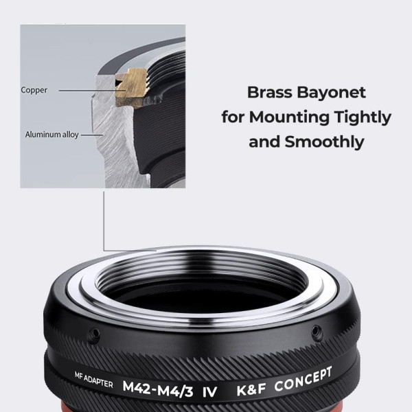Адаптер K&F Concept для крепления объектива M42 к камере с креплением M4/3, M42-M4/3 IV PRO (KF06.504)