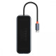 USB-хаб Baseus AcmeJoy 5-портовий адаптер USB-C HUB (Type-C до USB3.0*2+USB2.0*1+Type-C PD та дані *1+RJ45*1) темно-сірий