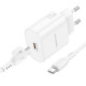 Сетевое зарядное устройство с кабелем BOROFONE BA82A Platinum single port PD25W charger set (C to C)(EU) White