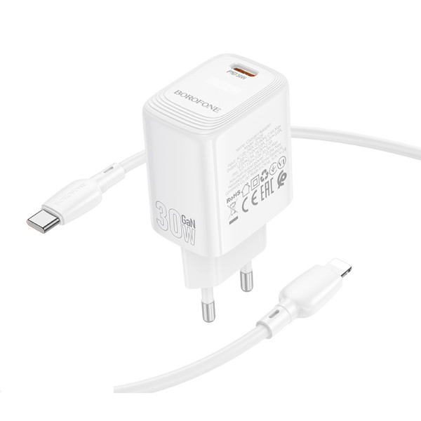 Сетевое зарядное устройство BOROFONE BN28 Fuente single port PD30W charger (EU) White