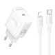 Сетевое зарядное устройство с кабелем BOROFONE BA99A Breeze single port PD20W charger set (C to iP) White