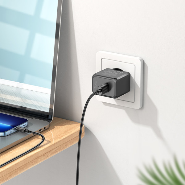 Сетевое зарядное устройство с кабелем HOCO CS11A Ocean single port charger set(iP) Black