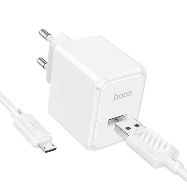 Сетевое зарядное устройство с кабелем HOCO CS11A Ocean single port charger set(Micro) 10.5W White