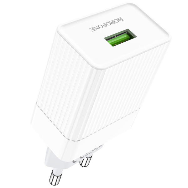 Сетевое зарядное устройство BOROFONE BA47A Mighty speed single port QC3.0 3A 18W White