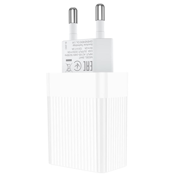 Сетевое зарядное устройство BOROFONE BA47A Mighty speed single port QC3.0 3A 18W White