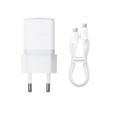 Сетевое зарядное устройство Baseus Palm Fast Charger 1C 30W EU Moon White(With:Baseus Mini White Cable Type-C to Type-C 60W(20V/3A) 1m Moon White)