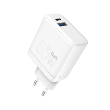 Сетевое зарядное устройство WUW-C175 65W GaN USB A+USB C white