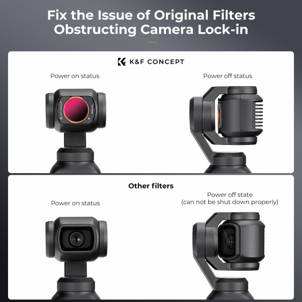 Комплект магнитных светофильтров K&F Concept для DJI Osmo Pocket 3 Creator Combo ND&PL Filters, ND8&L + ND16&PL + ND32&PL + ND64&PL Nano-coated (SKU.2092)