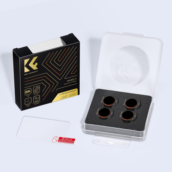 Комплект магнитных светофильтров K&F Concept для DJI Osmo Pocket 3 Creator Combo ND&PL Filters, ND8&L + ND16&PL + ND32&PL + ND64&PL Nano-coated (SKU.2092)