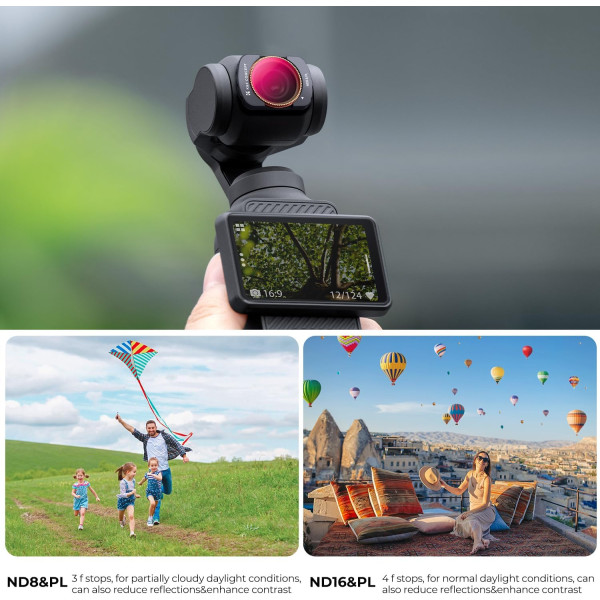 Комплект магнитных светофильтров K&F Concept для DJI Osmo Pocket 3 Creator Combo ND&PL Filters, ND8&L + ND16&PL + ND32&PL + ND64&PL Nano-coated (SKU.2092)