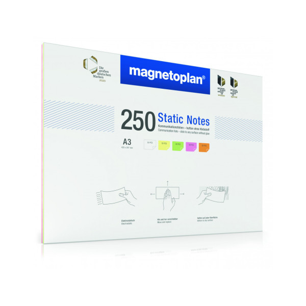 Карточки маркерные полимерные A3 разноцветные Magnetoplan Static Notes Assorted Set (11250310)