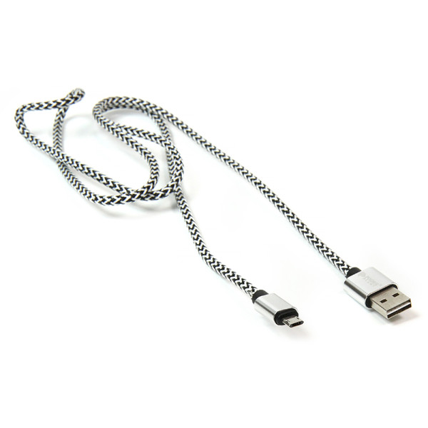 Кабель PowerPlant USB 2.0 AM/Micro B, двосторонній, 1 м, сірий