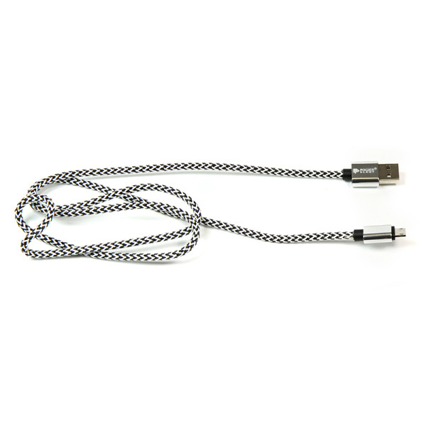 Кабель PowerPlant USB 2.0 AM/Micro B, двосторонній, 1 м, сірий
