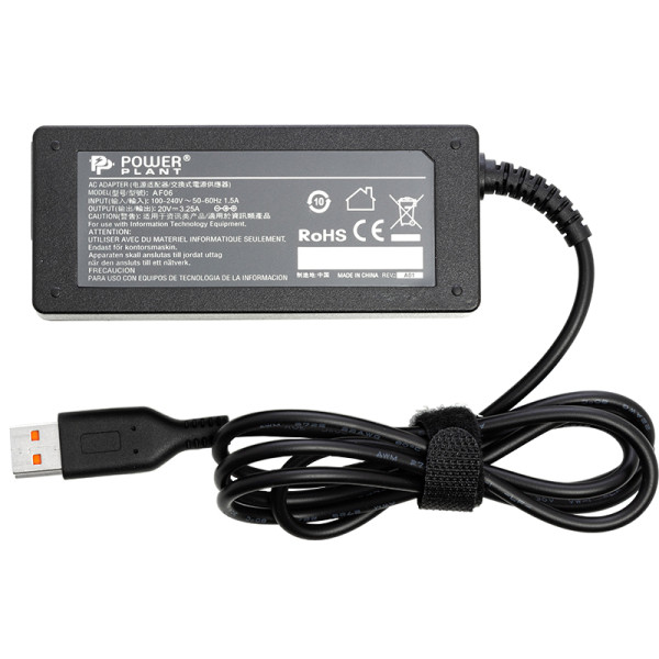 Блок живлення для ноутбуків PowerPlant IBM/LENOVO 220В, 20В 65Вт 3.25А (YOGA3)