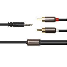 Аудио кабель PowerPlant 3.5мм Stereo Plug - 2*RCA, 1 м