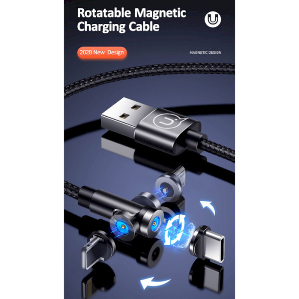 Кабель Usams US-SJ472 U59 Lightning Rotatable Magnetic Charging Cable 1m Black