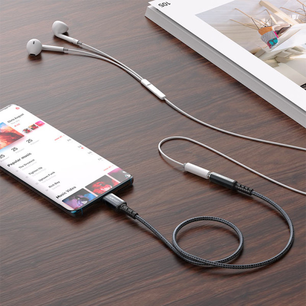 Кабель-адаптер ACEFAST C1-07 USB-C до 3,5 мм з алюмінієвого сплаву для навушників, сірий