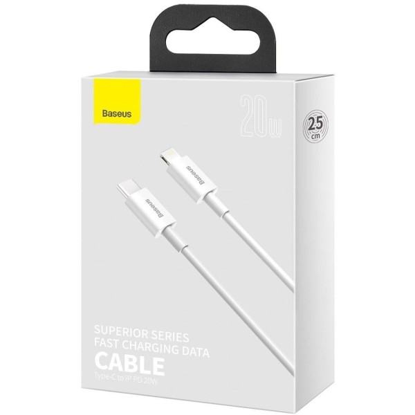 Кабель Baseus Superior Series швидкої зарядки та передачі даних Type-C до iP PD 20W 0,25 м білого кольору