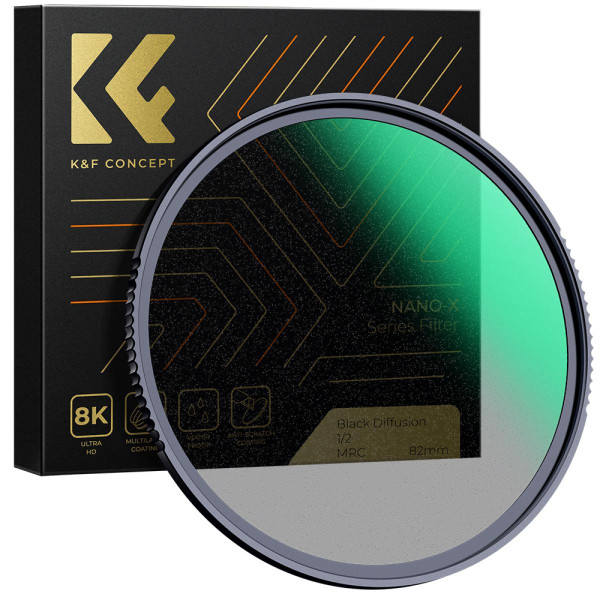 Світлофільтр K&F Concept 72mm,Nano-X,Optical glass black diffusion filter 1/2 (KF01.1654)