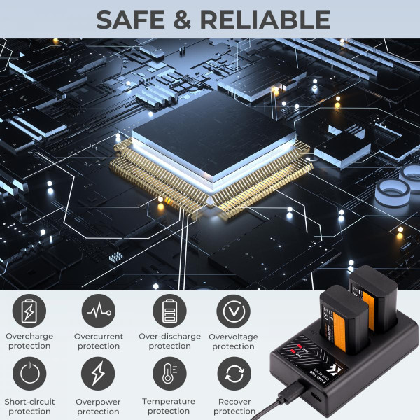Швидкий зарядний пристрій K&F Concept для 2 батарей Sony FW50 5V 2A Type-C (KF28.0009)