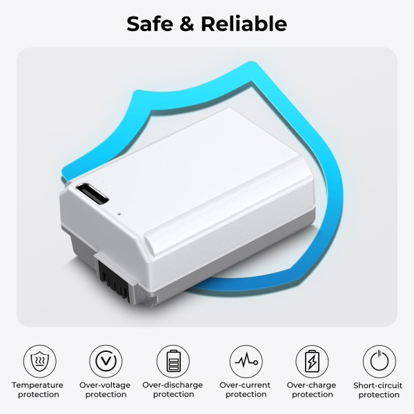 Набор аккумуляторов K&F Concept NP-FW50 (2 шт., 1100mAh) с быстрой зарядкой Type-C — для Sony ZV-E10, A7/A7II/A7RII/A7SII, A5000, A6000–A6500, NEX-3/5 (KF28.0026S1)